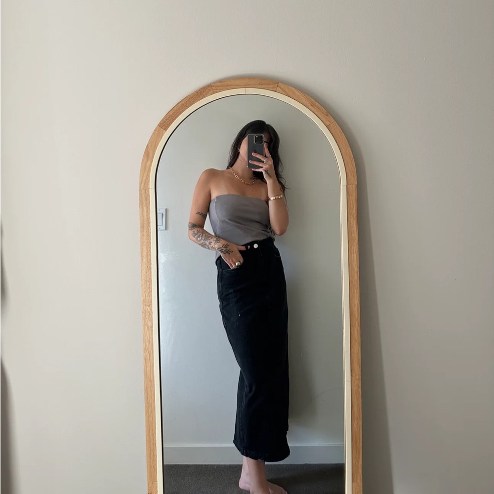 Black Long Denim Skirt